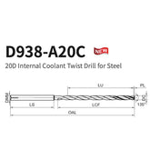 G-D938-A20C 20D Internal Coolant Twist Deep Drill for Steel 20D - Big-tools Industrial Supply Tools for Metal Cutting